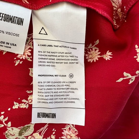 REFORMATION • Red Floral Long Sleeve Dress - Picture 10 of 10